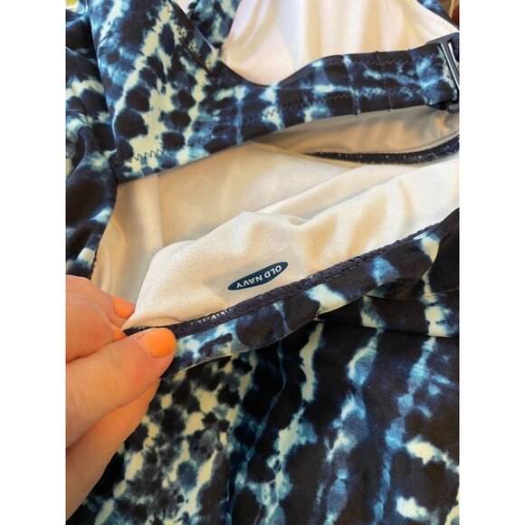 Old Navy V-Neck Secret-Slim 3X Underwire Swim Dress, Blue Shibori Tie-Dye, New - Picture 5 of 7